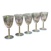 Set of 5 crystal stem glasses from the Swedish brand Orrefors.
