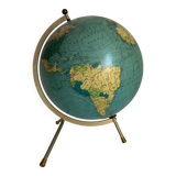 Vintage 1969 globe, tripod glass, Taride world map - 33 cm