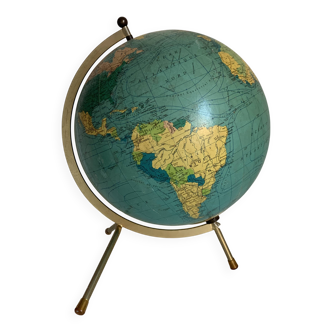 Globe vintage 1969 terrestre tripode verre Taride mappemonde - 33 cm