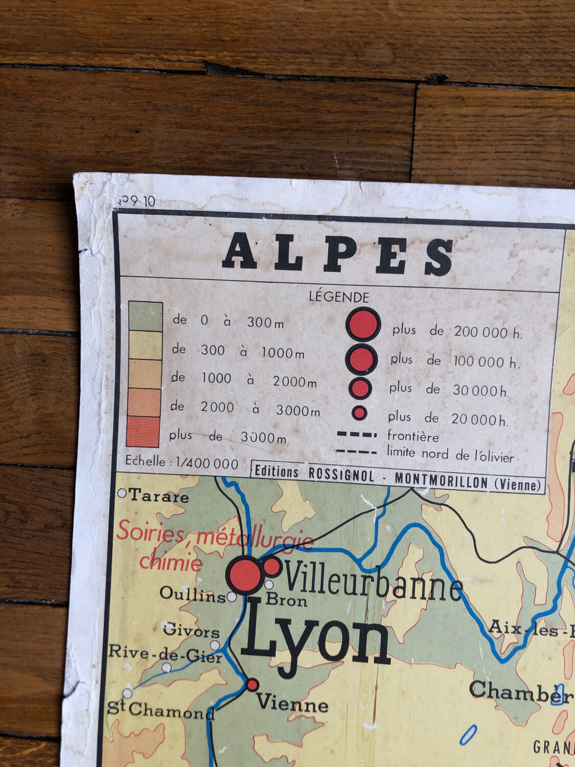 Ancienne affiche carte scolaire -Alpes/ Ouest bassin parisien