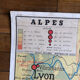 Ancienne affiche carte scolaire -Alpes/ Ouest bassin parisien