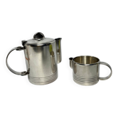 Christofle, silver-plated metal jug and pot set Ondulation circa 1930