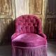 Antique Napoleon III period upholstered toad armchair – 19th century – Upholstered red velvet