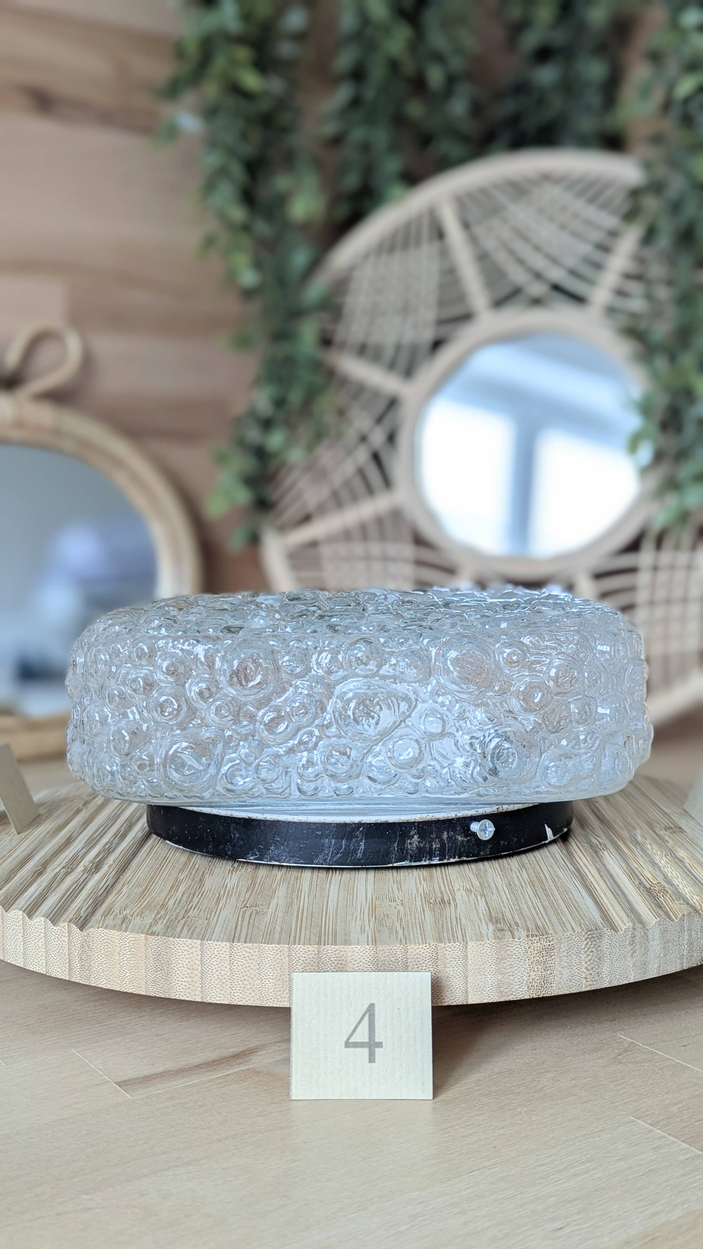 Square ceiling light with bubbled glass