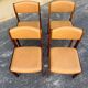 4 Scandinavian chairs in Baumann style made of solid wood and beige leather, 1960.