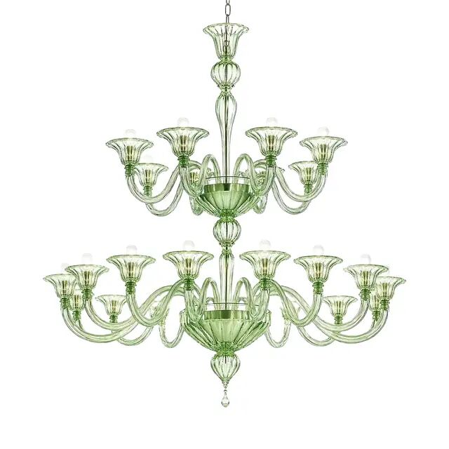 Monumental Murano Glass Chandelier with Rigadin Detailing by Simoeng