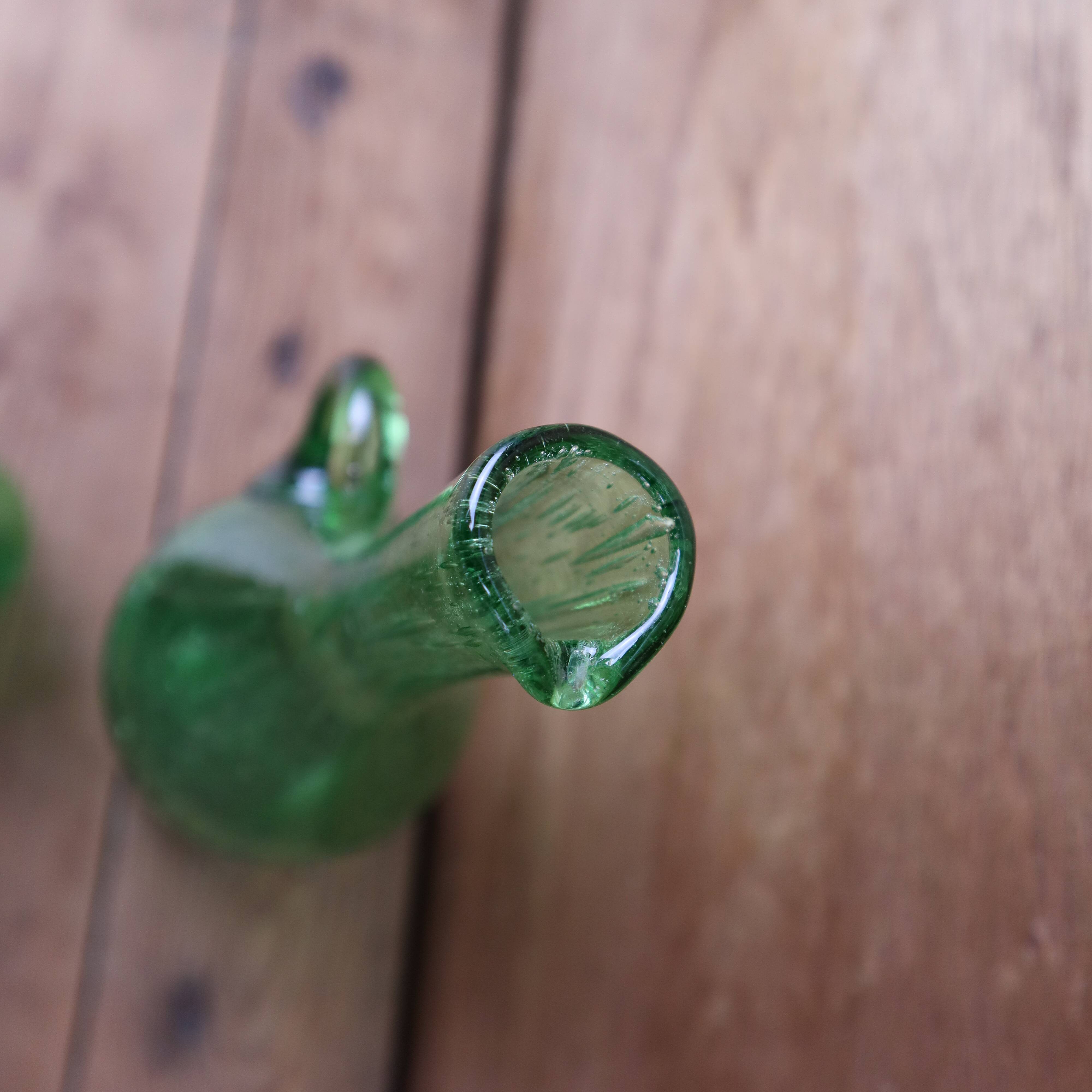 Green bubble glass carafe in Biot style
