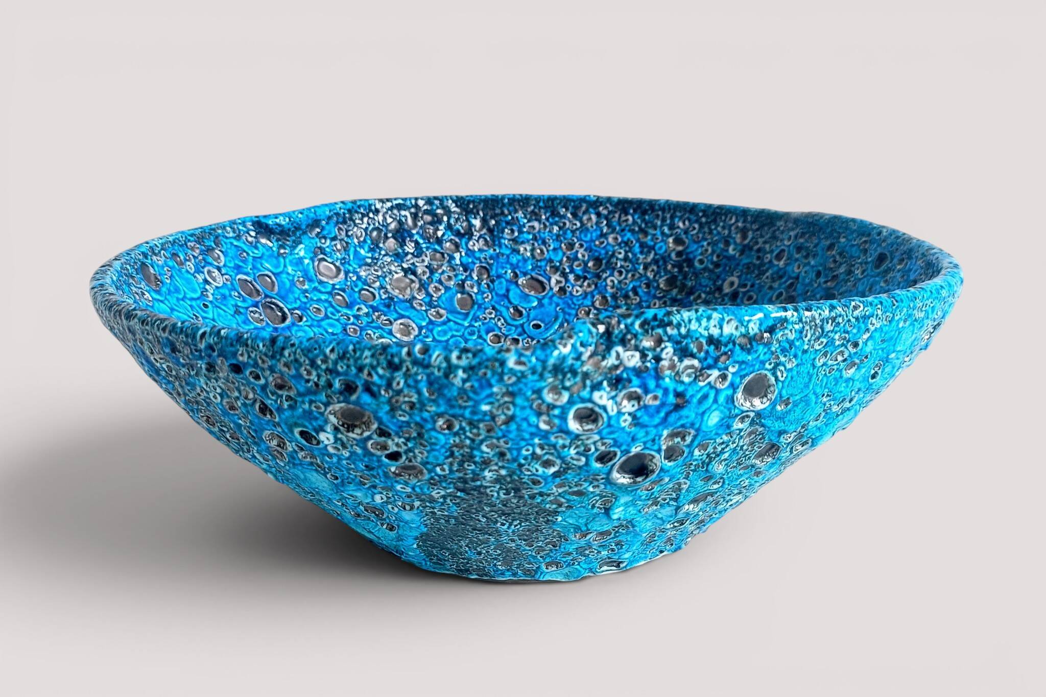 Turquoise ceramic fruit bowl by Charles Cart Vallauris, circa the 1960s.