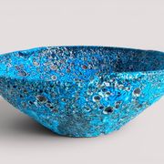 Turquoise ceramic fruit bowl by Charles Cart Vallauris, circa the 1960s.