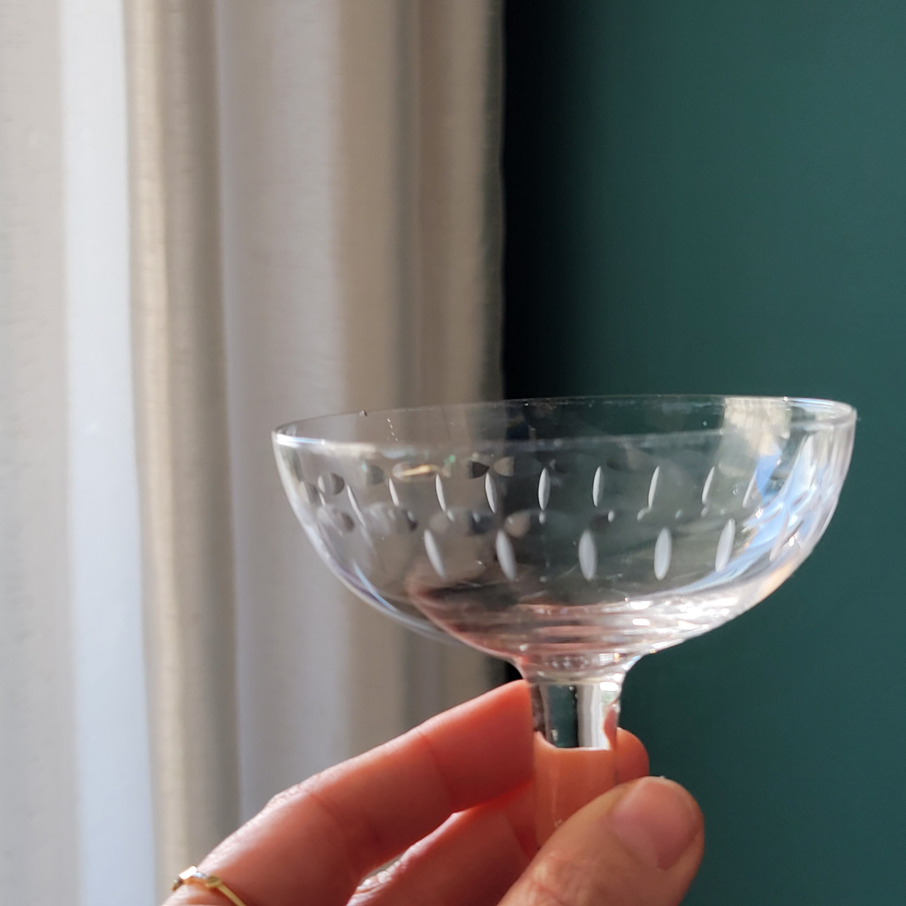 6 old champagne glasses 1930 in blown and cut glass