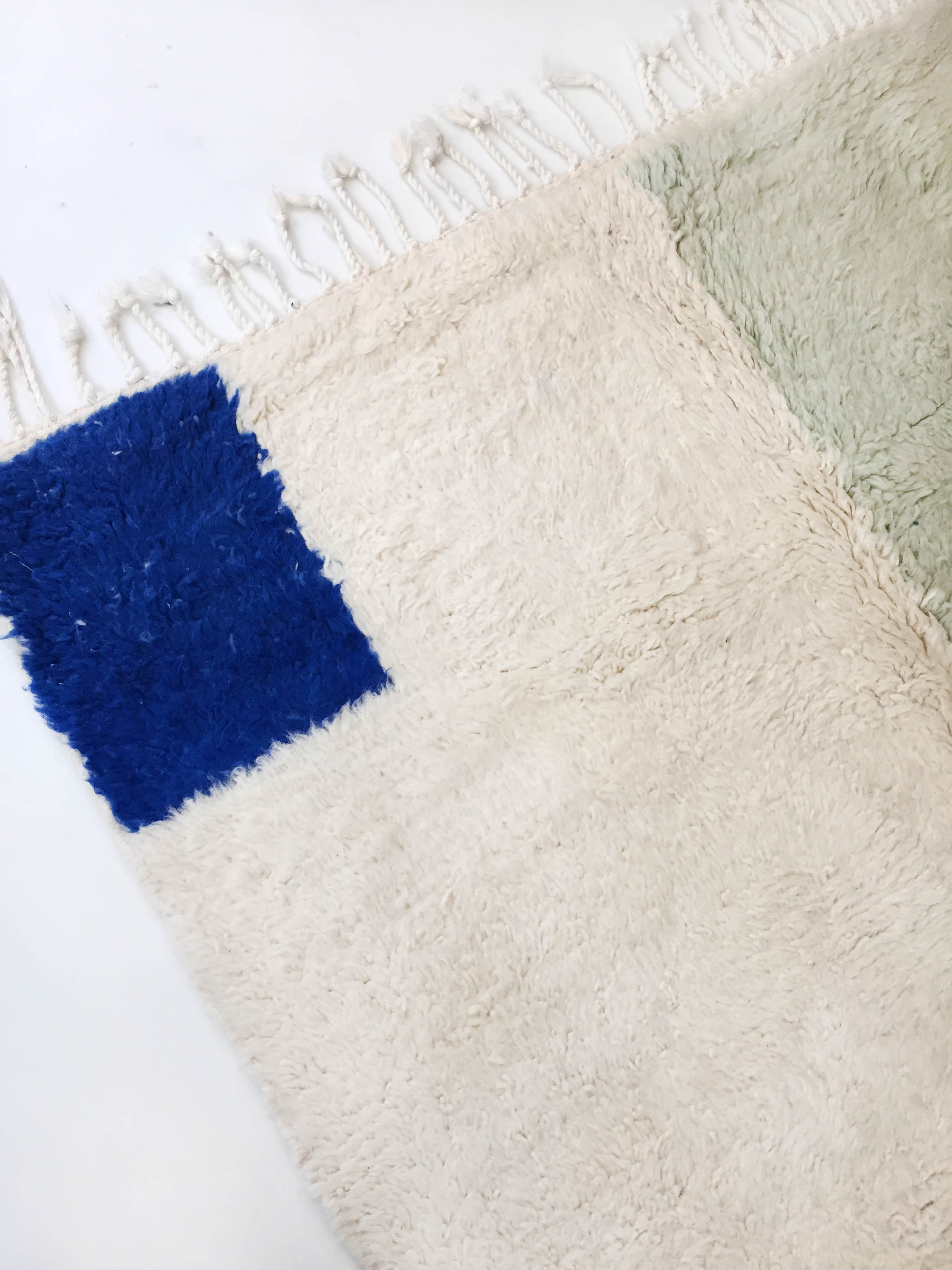 Moroccan Berber carpet blessed ouarain ecru with colorful patterns 255x156cm