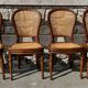 Four caned and wood chairs, Louis Philippe style, vintage, 1960s