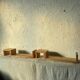 Pair wooden wall shelves 1970