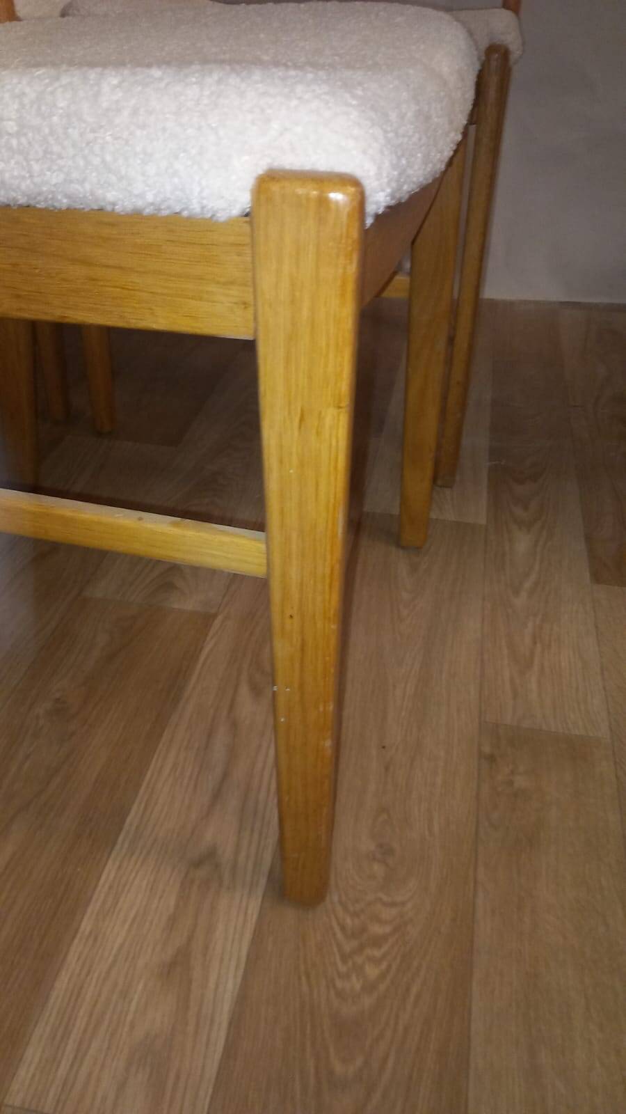 Set of 4 vintage faux sheepskin chairs 1960 Denmark