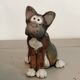Raku ceramic dog sculpture, unique piece.