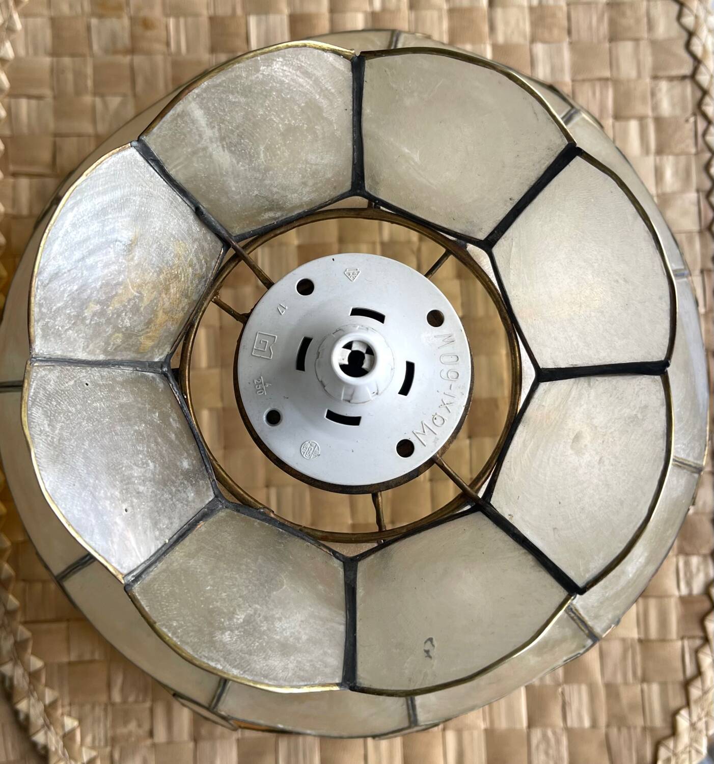 Mother-of-pearl and brass lampshade