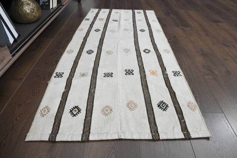 Flat vintage kilim hallway rug