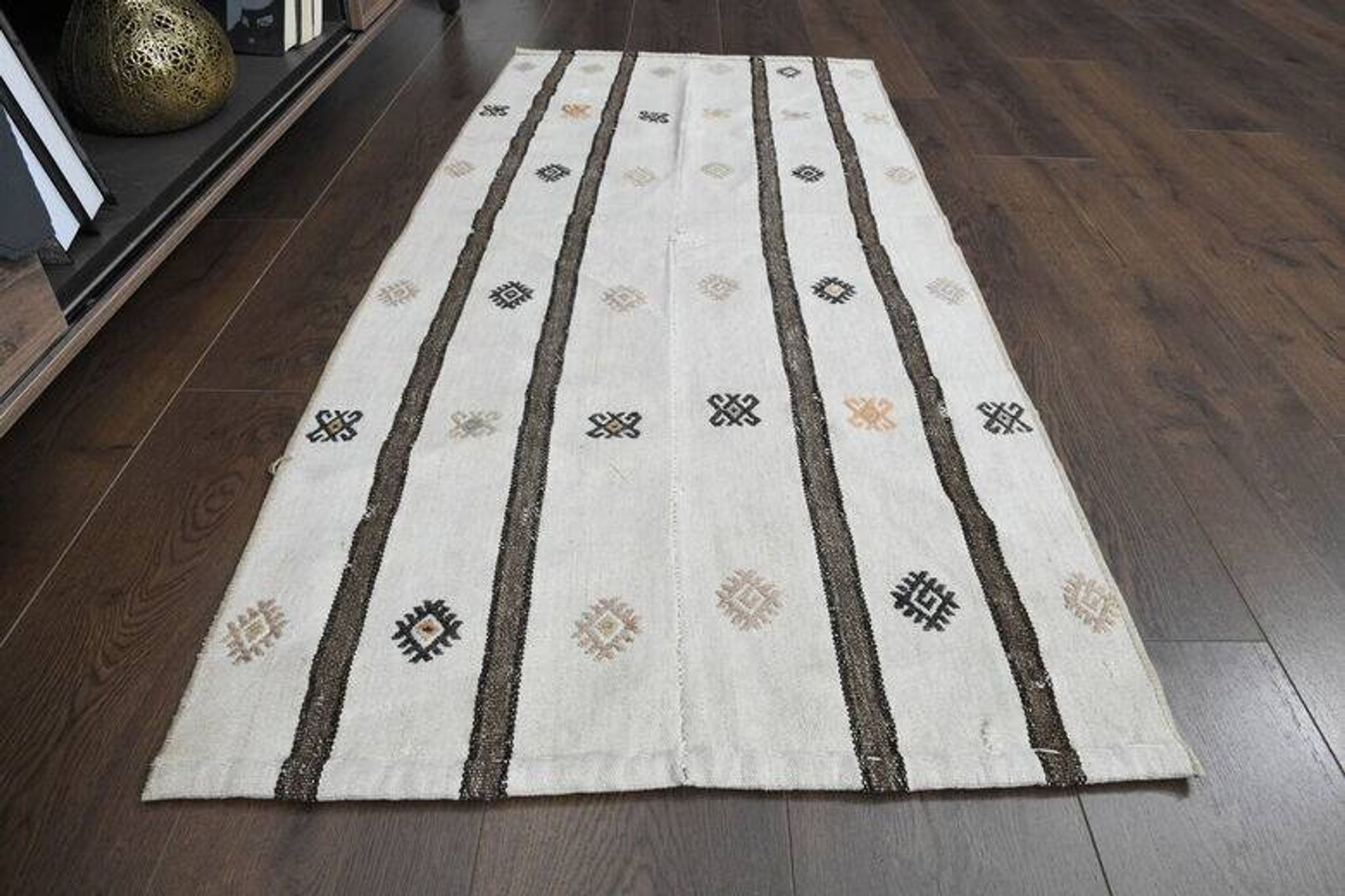 Flat vintage kilim hallway rug