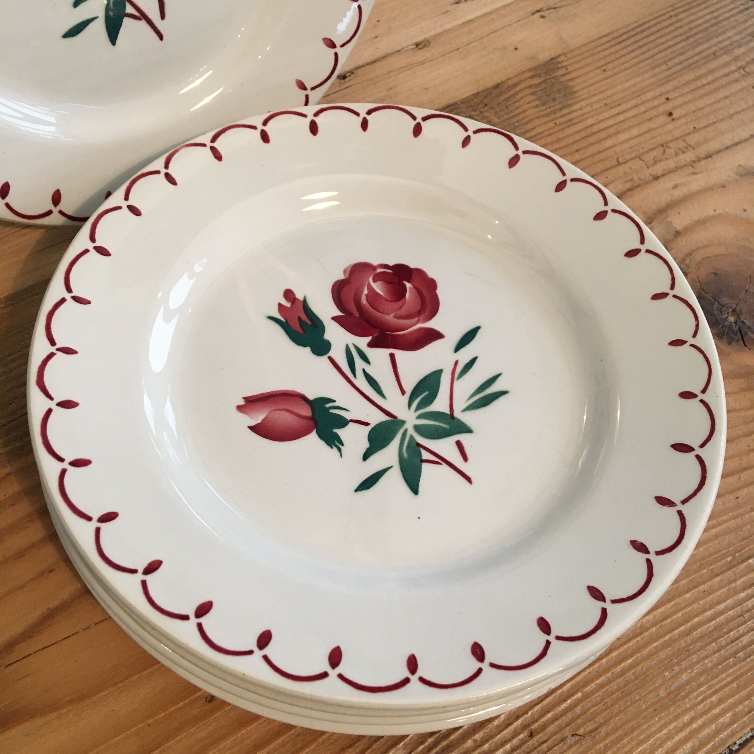 set of 6 plates dessert Badonviller Rose motif