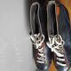 Two-tone leather ice skates from the 1960s.