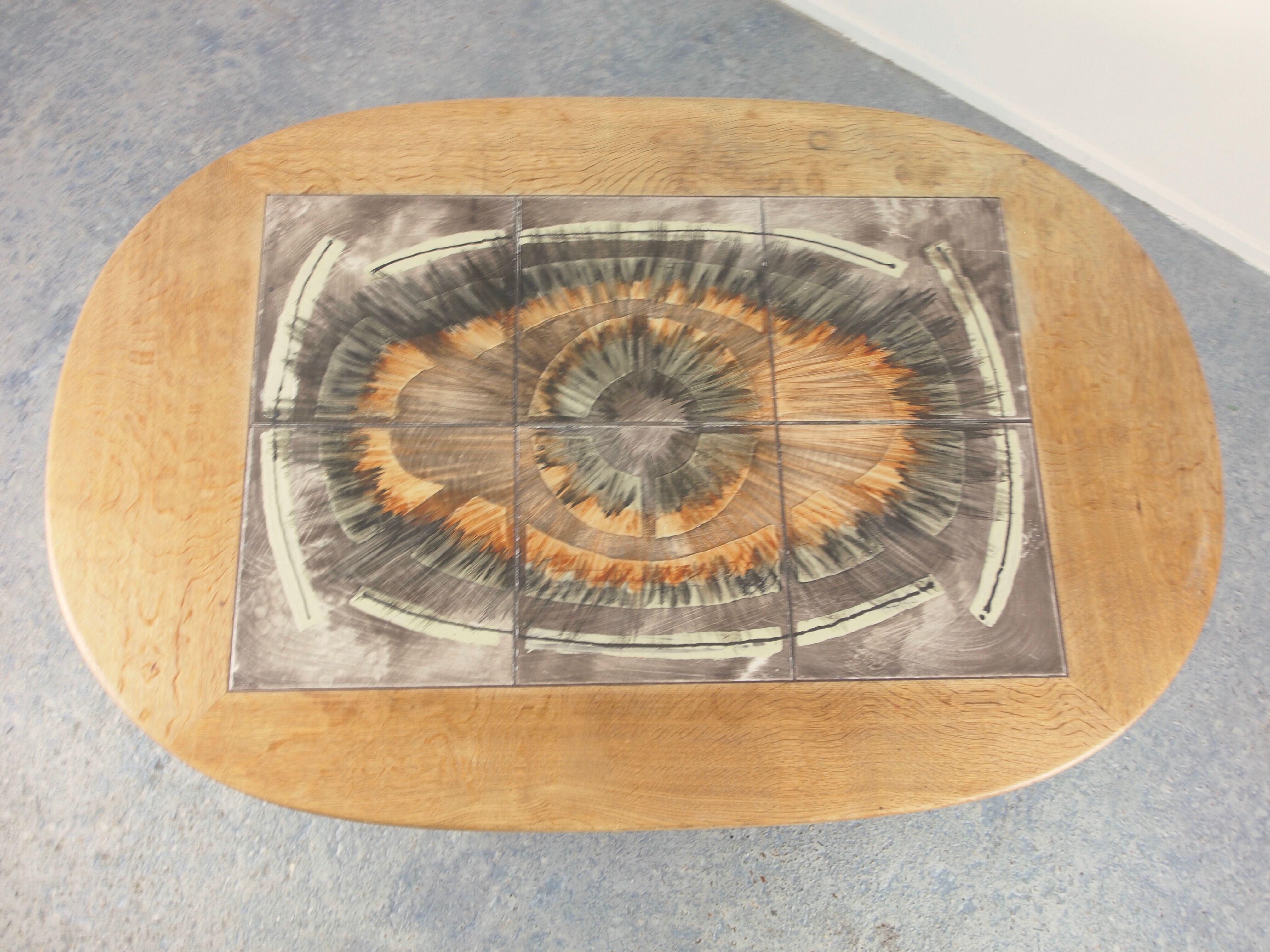 Gangso Scandinavian brutalen coffee table with Poul H. Poulsen Ceramic tiles