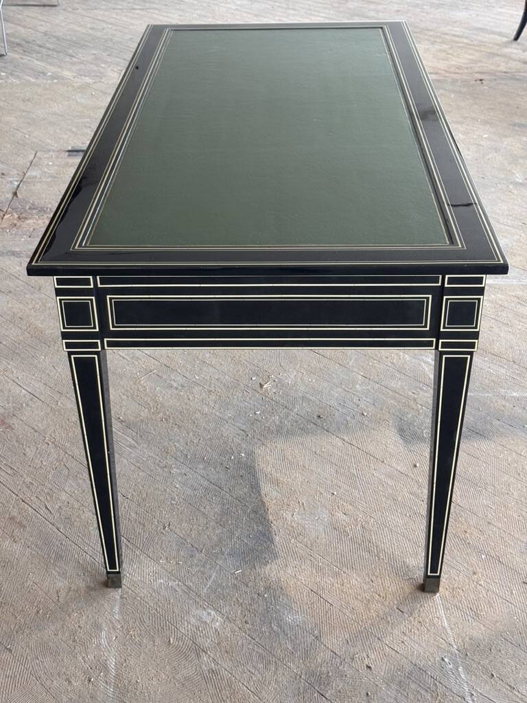 Maison Jansen black lacquered wooden desk from the 1960s with chair.