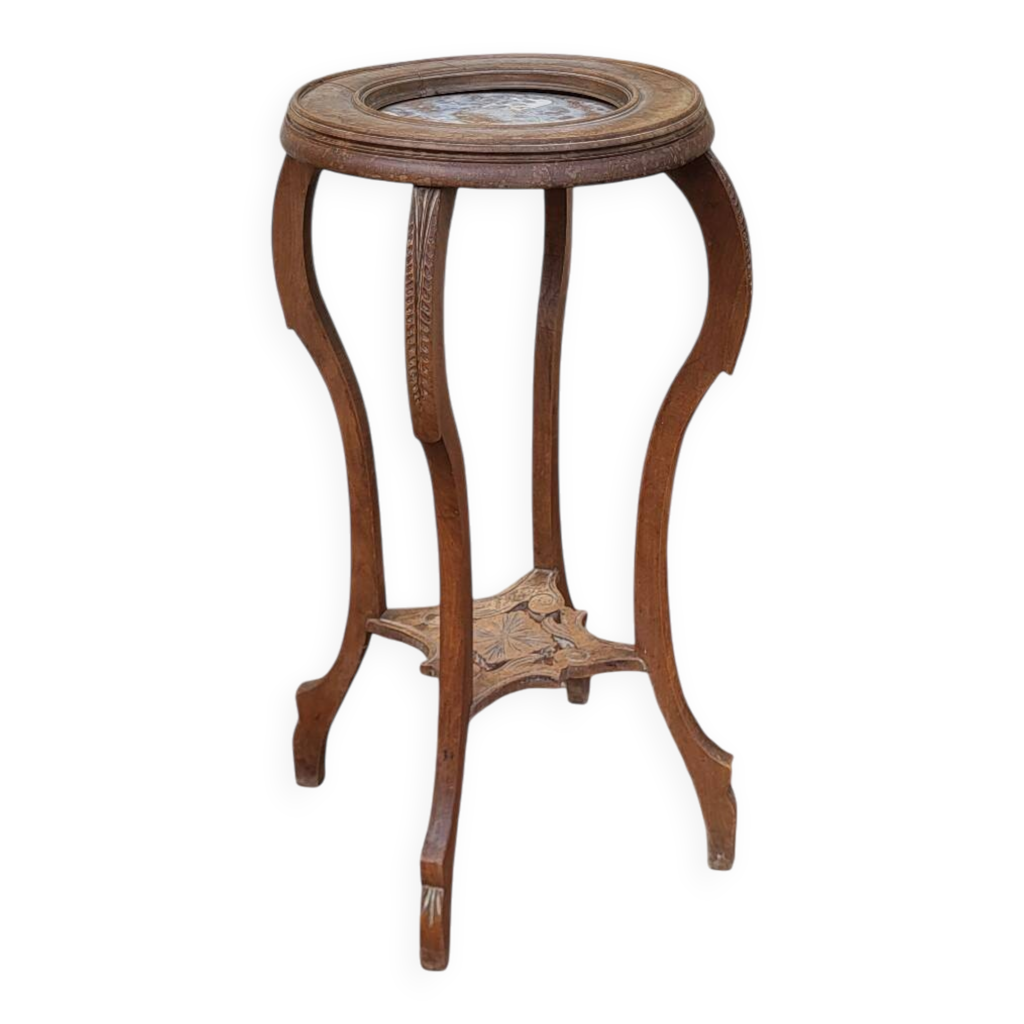 Art Deco wood/marble side table