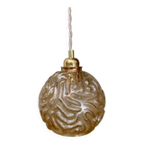 Vintage amber glass globe pendant light