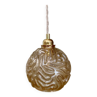Vintage amber glass globe pendant light
