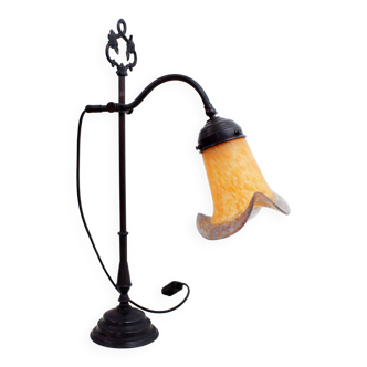 Swan neck lamp in glass paste