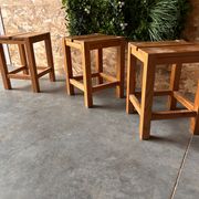 set of 3 stools in the style of the Perriand arches, in rush