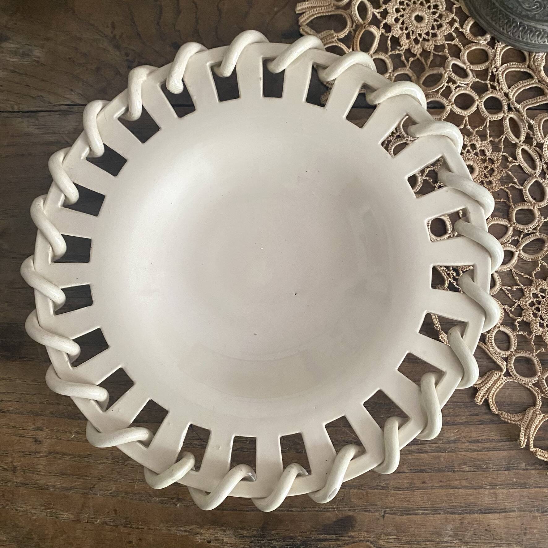 Plate, openwork ceramic catchall Malicorne