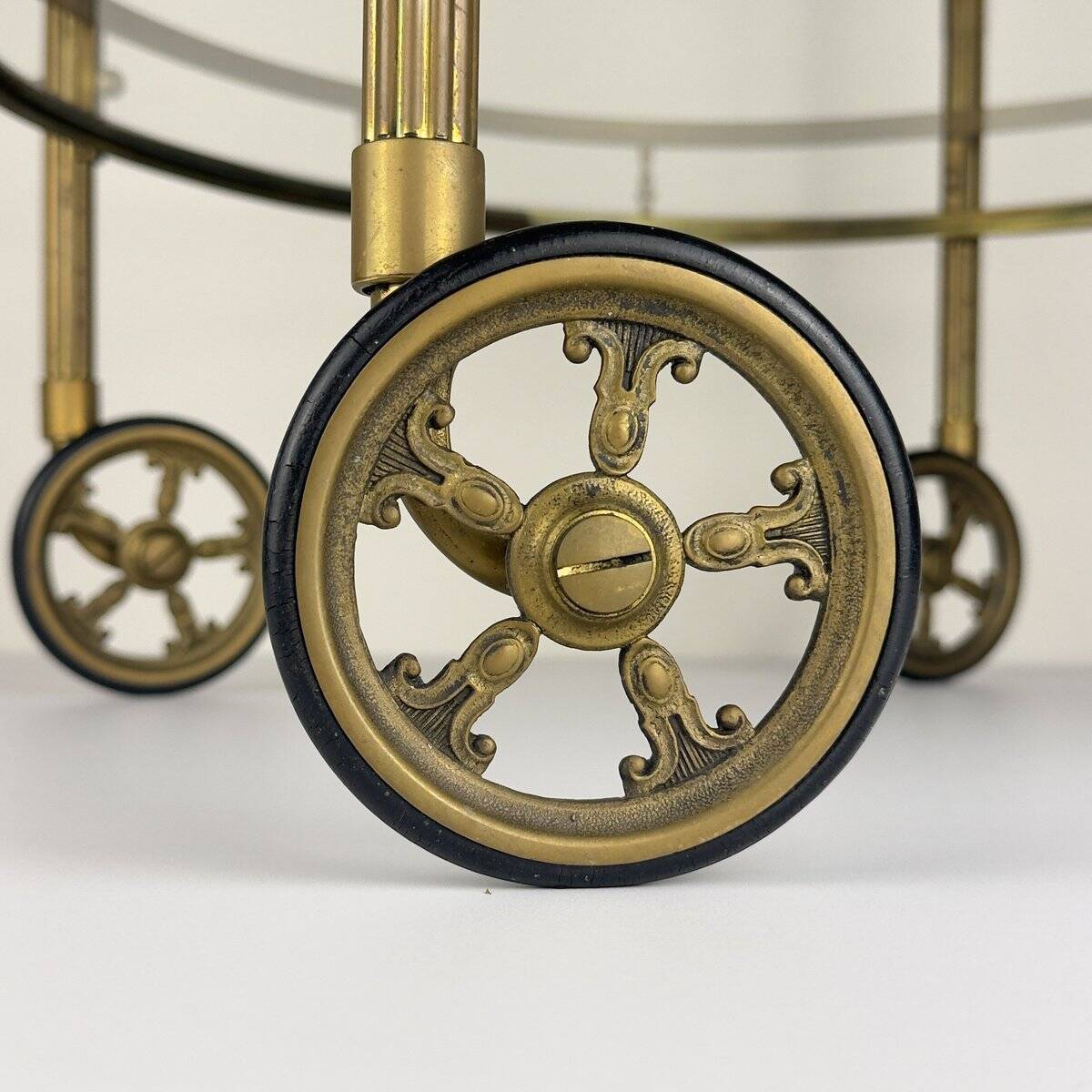 Vintage French brass bar cart, 1950s