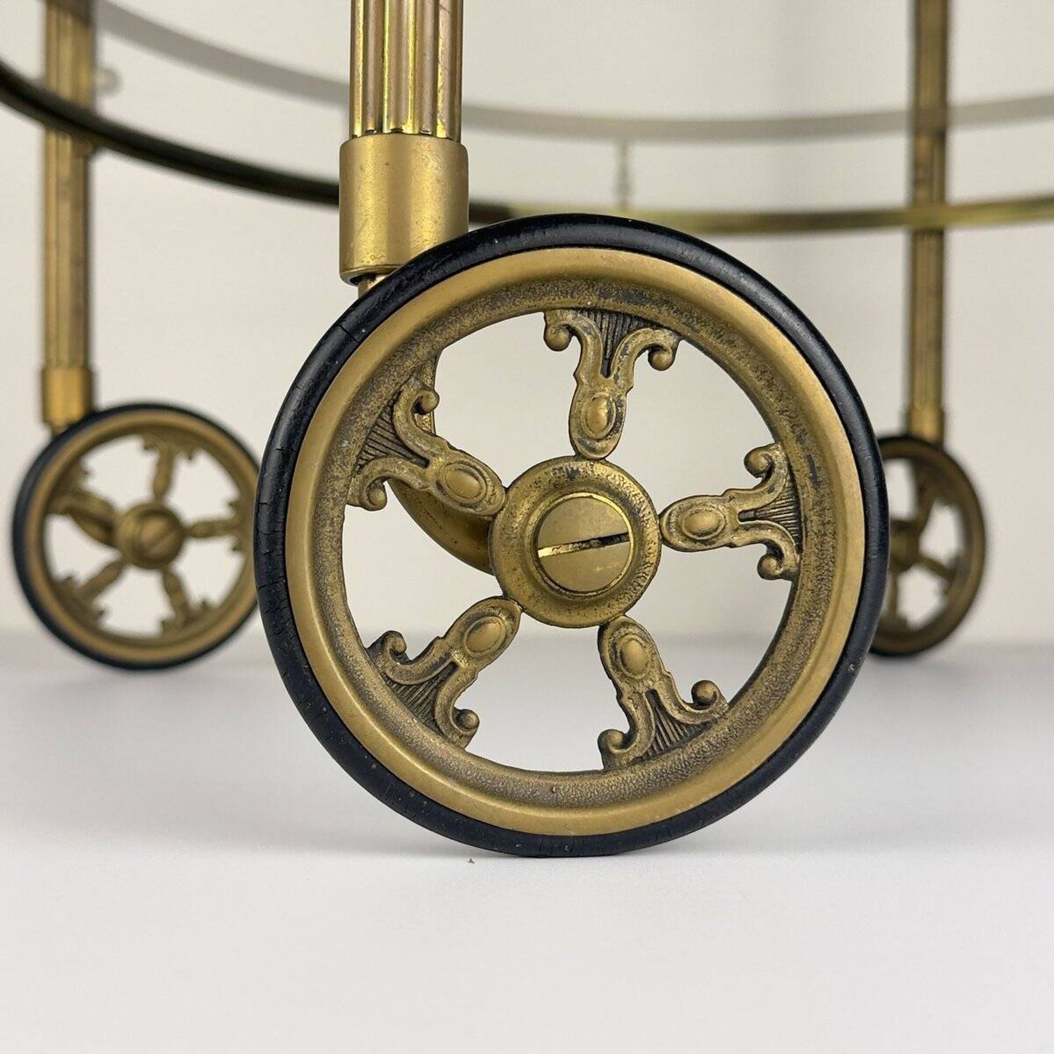 Vintage French brass bar cart, 1950s