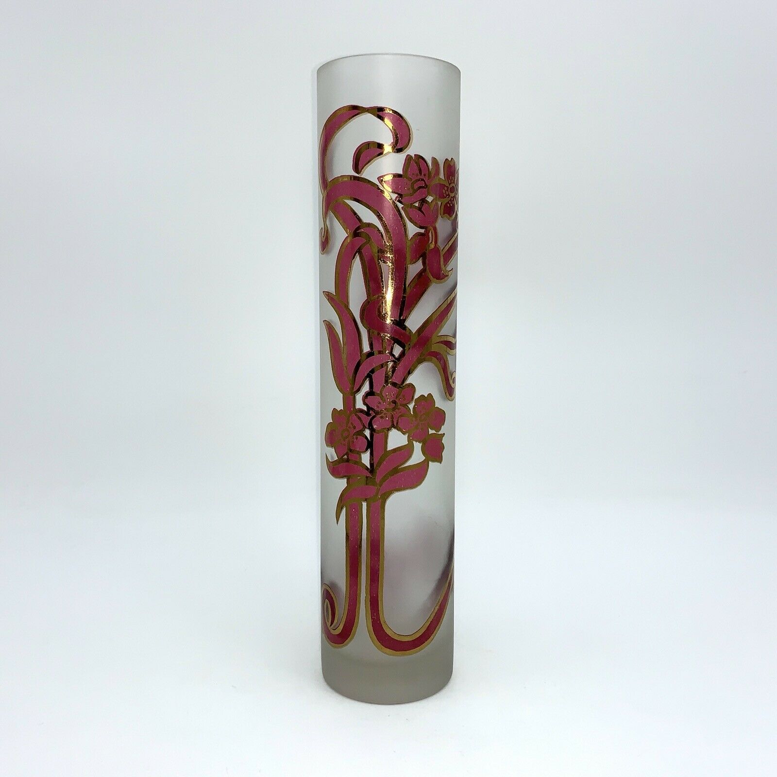 Vase glass scroll painted and gilded floral decoration art nouveau inspiration