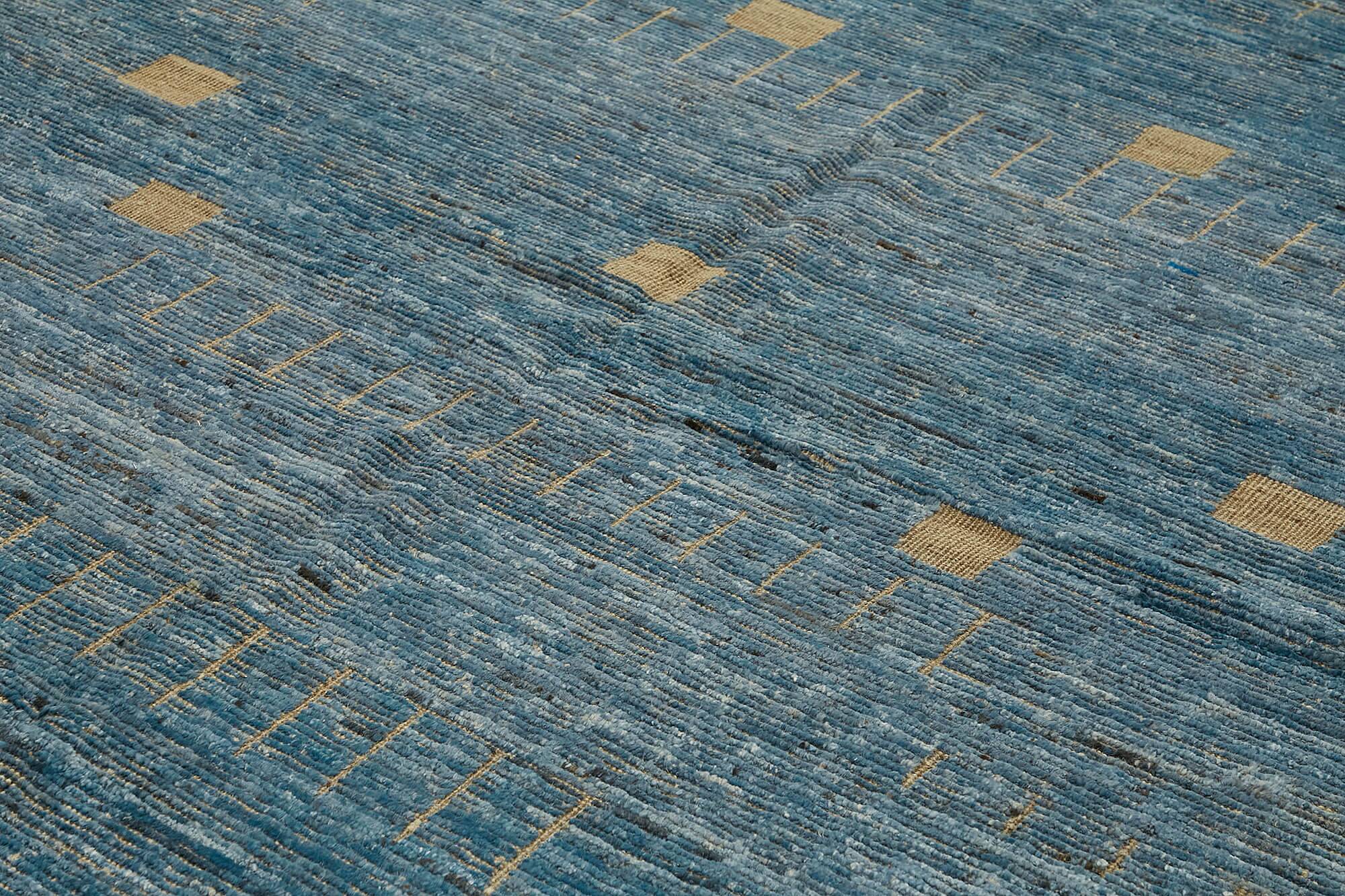 Handmade Turkish One of a Kind 281 cm x 380 cm Blue Wool Carpet