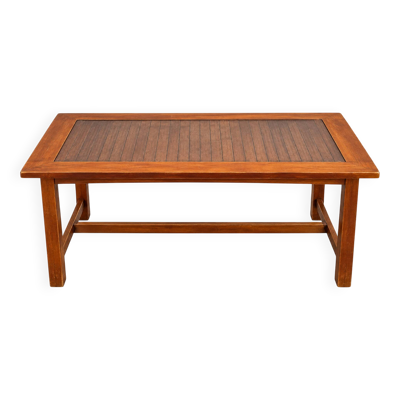 Table exotique Thaïlande en verre et bois massif