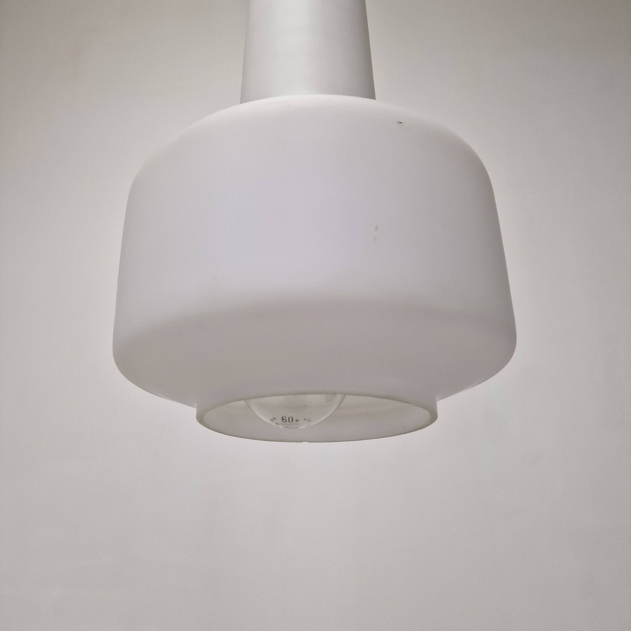 Stilnovo Pendant in Milk Glass and Brass, Italy 1960's