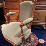 18th century Louis XVI green velvet cabriolet armchair
