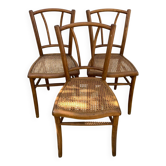 3 chaises bistrots cannées anciennes