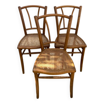 3 chaises bistrots cannées anciennes