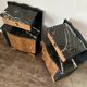 Paire de chevets Art Deco noir et bois