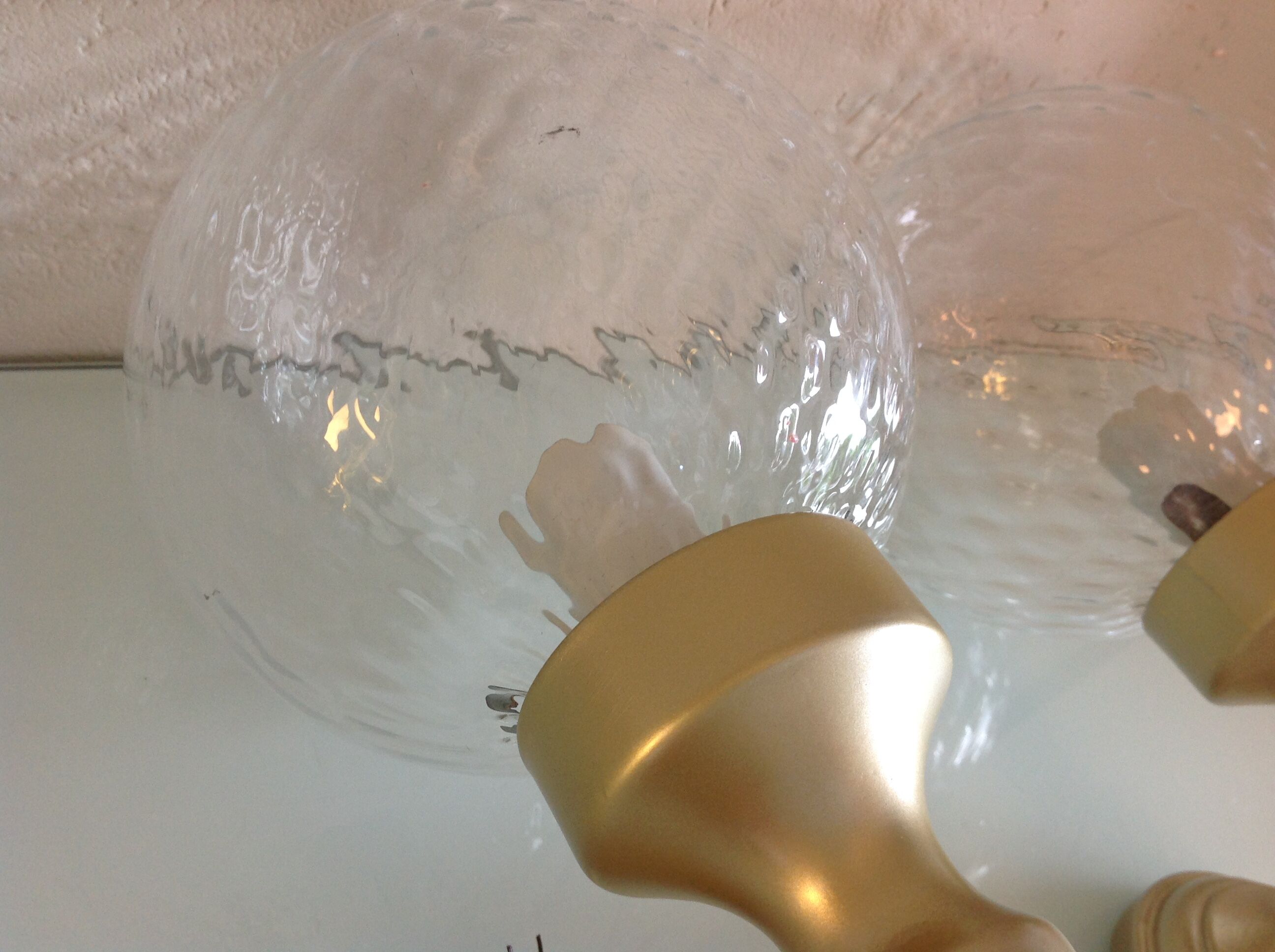 Pair of glass and gilded wood globes /vintage 60-70