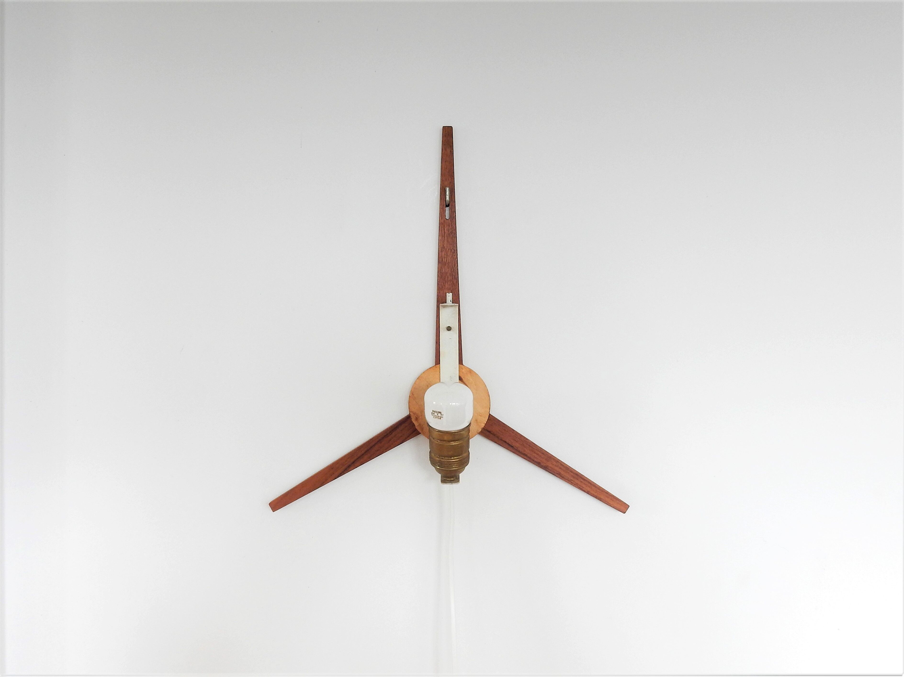 C-1575 teak and opaline glass wall lamp by Eje Ahlgren for Raak 1957