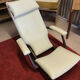 Rocking lounge chair made of fabric suitable for outdoor use.