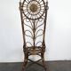 Set of 4 bamboo and rattan chairs with sunflower decoration.