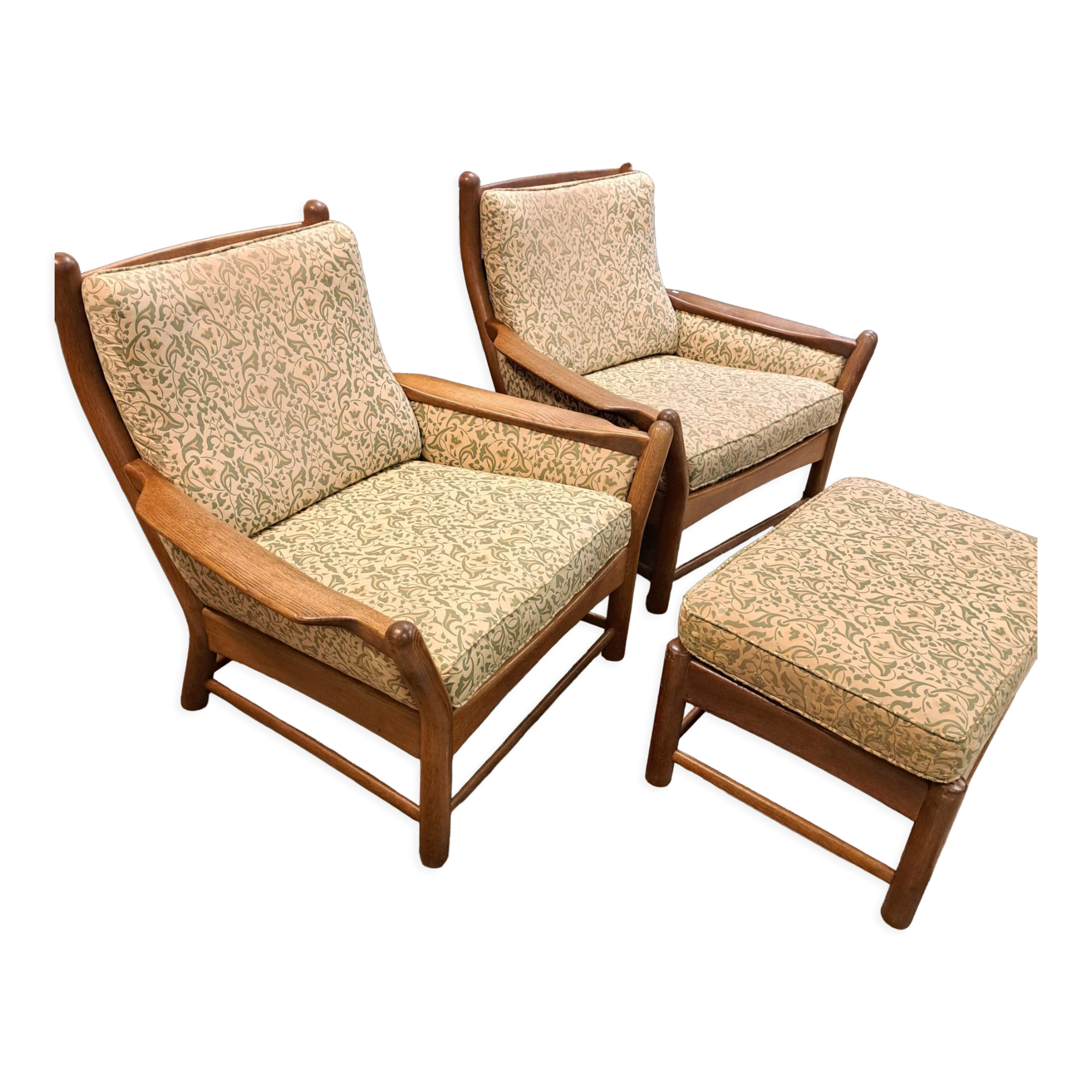 Scandinavian armchairs and ottomans