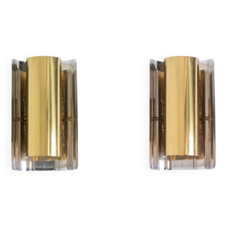 Pair of geometric shaped wall lights. 1970s.