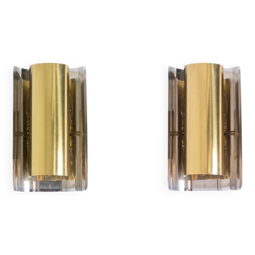Pair of geometric shaped wall lights. 1970s.
