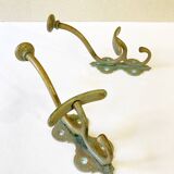 Antique patinated brass coat hooks